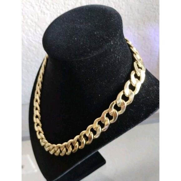 Vintage Estate CHUNKY Curb Link Chain Gold Tone 18-20" Adjustable Necklace HEAVY - Picture 2 of 9